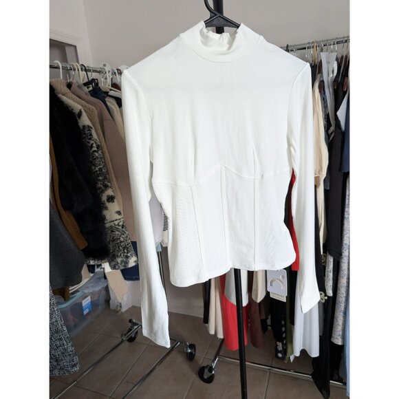 #180 Mock Neck Piping Slim T-Shirt - Picture 2 of 2